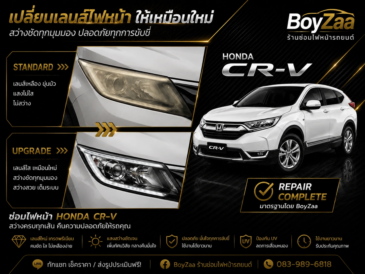 เปลี่ยนเลนส์ไฟหน้า CR-V